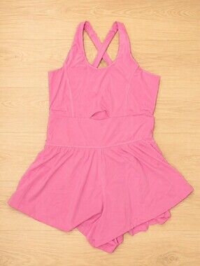 Pink Activewear Romper Dress Free People Inspired Criss Cross Back Size L